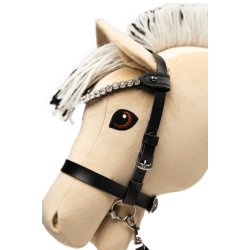 Trense til My Hobby Horse, sort med klare sten