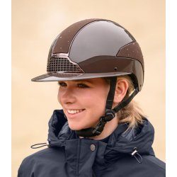 SWING H 24 ridehjelm glossy brun m. sten og stor skygge