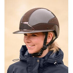 SWING H 24 ridehjelm glossy brun m. sten og stor skygge